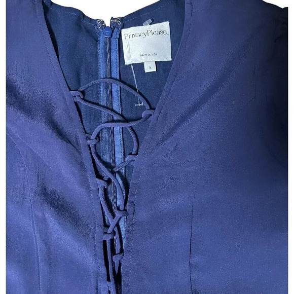PRIVACY PLEASE By REVOLVE PHILLIPS LACE OPEN FRONT MINI DRESS NAVY SIZE SMALL - Picture 5 of 9